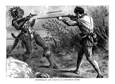 Chamberlain i Paugus w Lovewells Fight, 1725, 1872 autorstwa Unbekannt