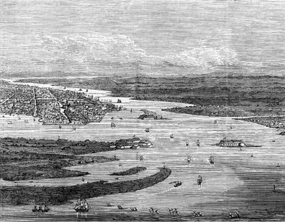 Port Charleston w Południowej Karolinie z zatopionymi statkami autorstwa Unbekannt