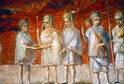 Dzieci w procesji religijnej, rzymskie malowidło ścienne z Ostii, II-III w. autorstwa Unbekannt