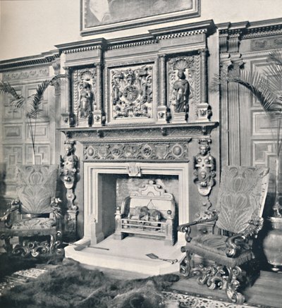 Kominek w Wielkiej Sali, Zamek Ashby, Northampton, 1927 autorstwa Unbekannt