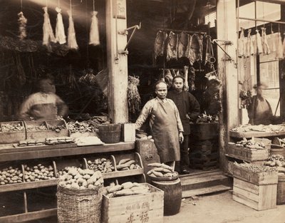 Sklep spożywczy Chinatown (zdjęcie czarno-białe) autorstwa Unbekannt
