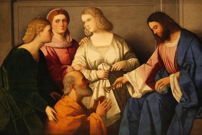 Chrystus dający klucze św. Piotrowi – Vincenzo Catena Madryt Hiszpania autorstwa Unbekannt