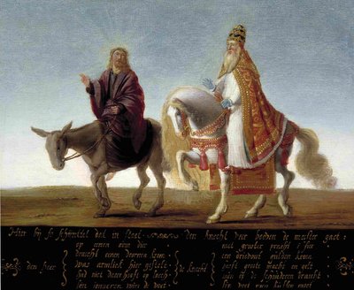 Chrystus na osiołku, papież na koniu autorstwa Unbekannt