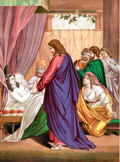 Chrystus wskrzeszający z martwych córkę Jaira, namiestnika synagogi, połowa XIX w. autorstwa Unbekannt