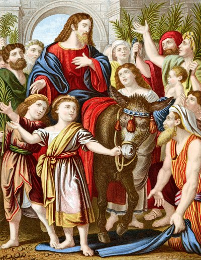 Chrystus wjeżdżający do Jerozolimy na ośle, ok. 1860 r. autorstwa Unbekannt