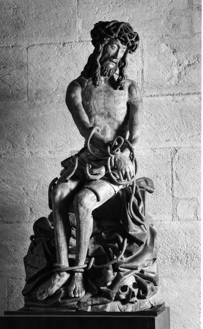 Rzeźba Chrystusa z krawatami. Hospicjum Civiles de Beaune założone w 1443 r. przez kanclerza Nicolasa Rolina, Beaune (Cote d