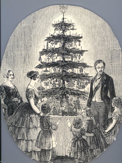 Boże Narodzenie z królową Wiktorią, księciem Albertem, ich dziećmi i matką królowej Wiktorii, w 1848 r autorstwa Unbekannt