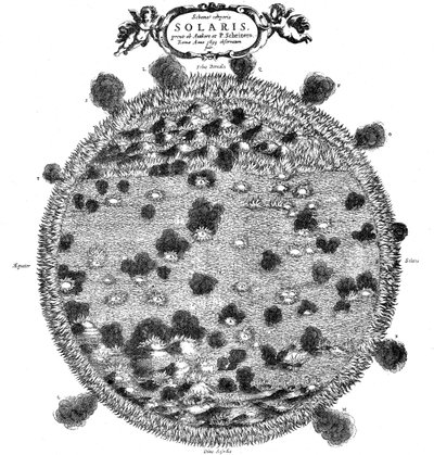 Christopher Scheiners ilustracja jego idei powierzchni słońca, 1635 autorstwa Unbekannt