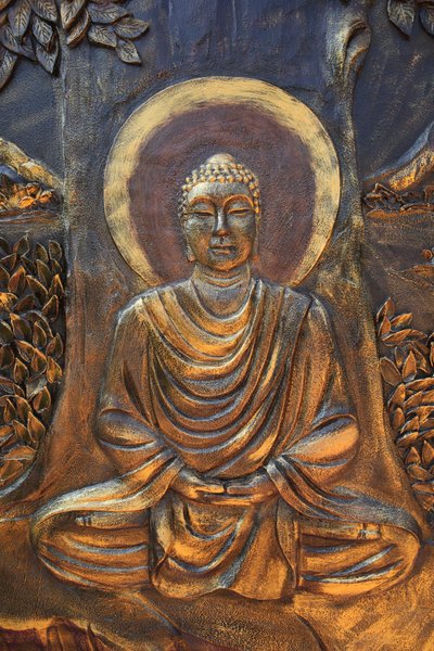 Buddyjska pagoda Chua Thien Lam Go. Budda Siakjamuni siedzący w pozie medytacyjnej. Thay Ninh. Wietnam autorstwa Unbekannt