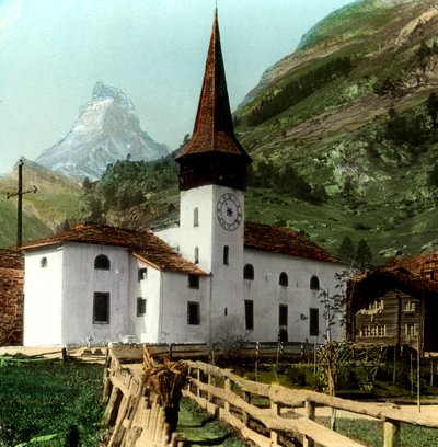 Kościół i Matterhorn, Zermatt, Szwajcaria autorstwa Unbekannt