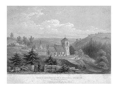 Kościół i Szkoła św. Michała, Bussage, ok. 1800. autorstwa Unbekannt