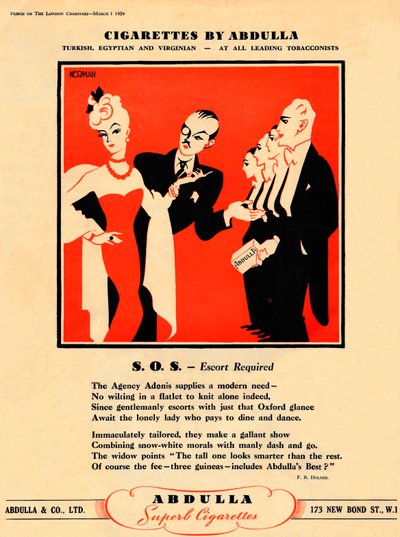 Papierosy Abdulla - S.O.S. - Wymagana eskorta, 1939 autorstwa Unbekannt