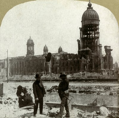 Ratusz od McAllister St. patrząc na północny wschód, 1906. autorstwa Unbekannt