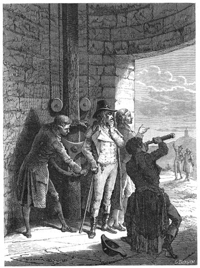 Claude Chappe demonstruje swój system semaforów telegrafu optycznego w 1793 c1870 autorstwa Unbekannt