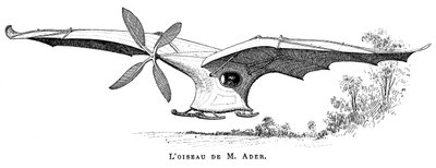 Clement Aders latający ptak Eole, pierwszy pilotowany samolot, który wystartował o własnych siłach, 1890 autorstwa Unbekannt