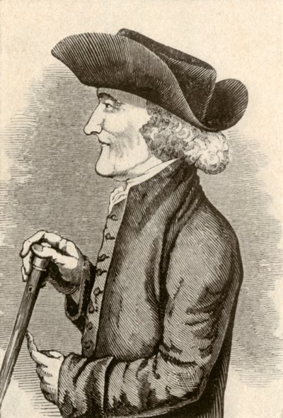 Przekrzywiony kapelusz noszony przez dżentelmena Quaker z Pensylwanii, 1774, 1937. autorstwa Unbekannt