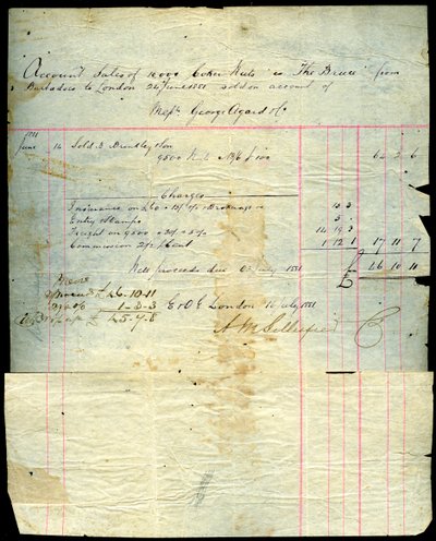 Pokwitowanie sprzedaży kokosa, Barbados do Londynu, 1881 autorstwa Unbekannt