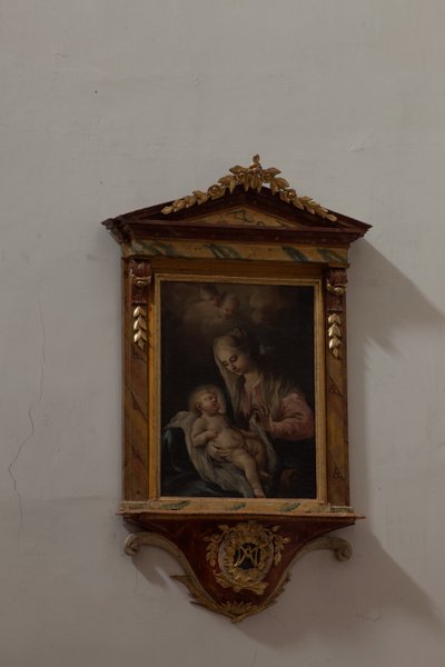 Kolegiata św. Wnętrze. Obraz. Madonna z Dzieciątkiem. Włochy (?). Olej na płótnie. autorstwa Unbekannt