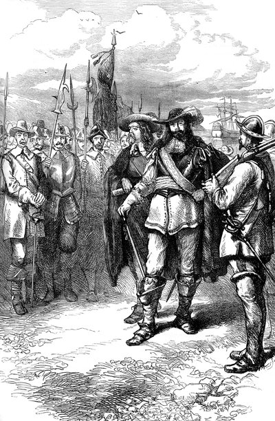 Komisarze lądujący w Bostonie, XVII wiek ok. 1880 r. autorstwa Unbekannt