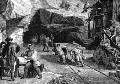 Budowa tunelu św. Gotarda pod Alpami, 1880 autorstwa Unbekannt