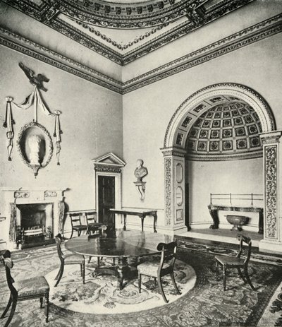 Skontrastowane wnętrza: Palladian - Jadalnia, Holkham, Norfolk, autorstwa Williama Kenta, z Regency autorstwa Unbekannt