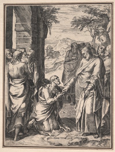 Kopia Cornelis Cort: Chrystus dający klucz Kościoła św. 1567. autorstwa Unbekannt