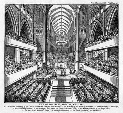 Koronacja króla Wilhelma IV i królowej Adelajdy, Opactwo Westminsterskie, Londyn, 1831 r autorstwa Unbekannt