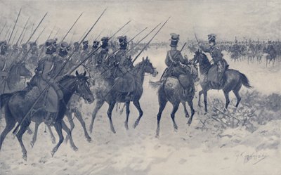 Kozacy oczekujący na szarżę kawalerii francuskiej, 1812, 1896. autorstwa Unbekannt
