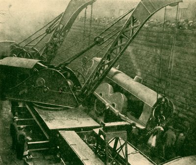 Dźwigi przy pracy po wypadku, 1930. autorstwa Unbekannt