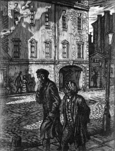 Powieść „Zbrodnia i kara” Fiodora Dostojewskiego, Ilustracja Fiodora Konstantinowa (Drzewryt) autorstwa Unbekannt