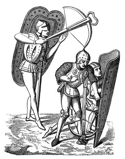 Kusznik chroniony przez tarczowników, XV w., 1870 autorstwa Unbekannt