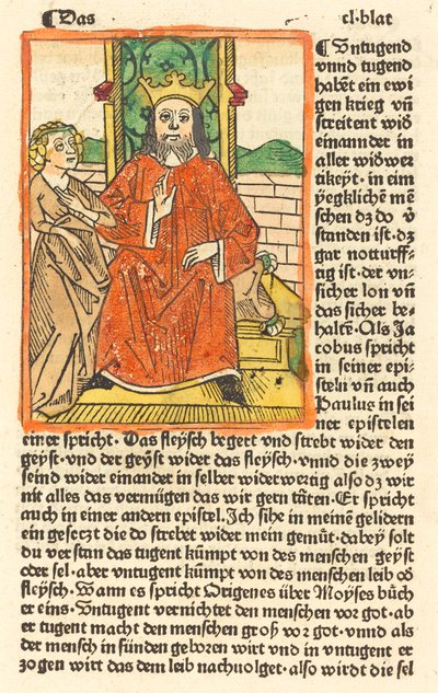 Człowiek w koronie na tronie z Dziewicą stojącą po lewej stronie, ok. godz. 1479. autorstwa Unbekannt