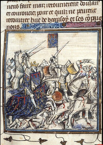 Krzyżowcy i walka Saracenów podczas III krucjaty Z Chroniques de France ou de St Denis, po 1380 autorstwa Unbekannt
