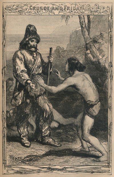 Crusoe i piątek, ok. 1870 autorstwa Unbekannt