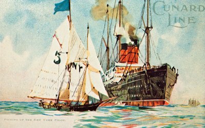 Linia Cunarda - Odebranie pilota z Nowego Jorku, c1904. autorstwa Unbekannt