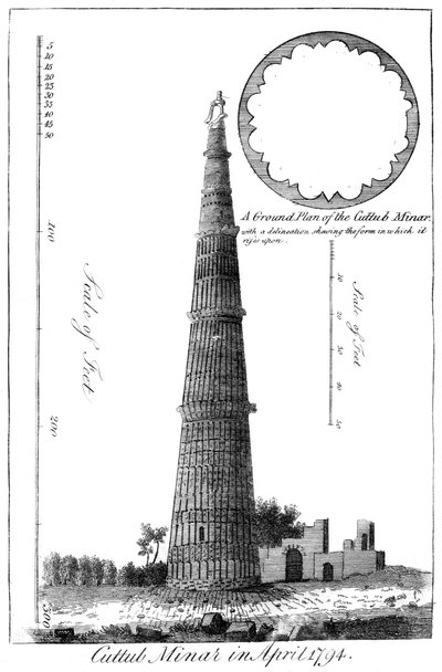 Cuttub Minar w kwietniu 1794, 1799 autorstwa Unbekannt