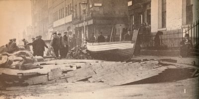 Uszkodzenia wyrządzone na nabrzeżu Wiktorii, gdy Tamiza rozerwała swoje brzegi i spowodowała wiele tłuszczu autorstwa Unbekannt
