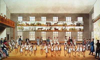 Lekcja tańca w Fundacji Roberta Owena New Lanark, 1823. autorstwa Unbekannt