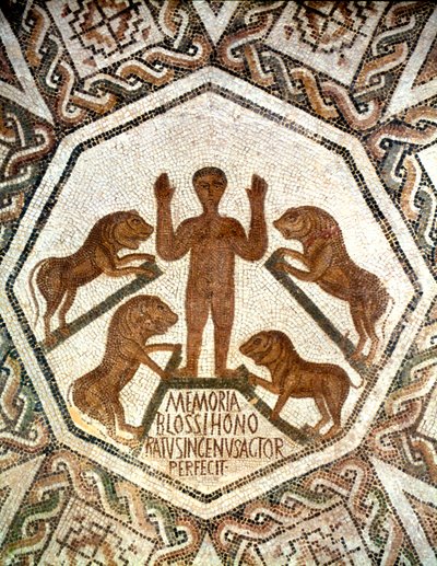 Daniel w lwiej jamie, mozaika rzymska, V wiek autorstwa Unbekannt