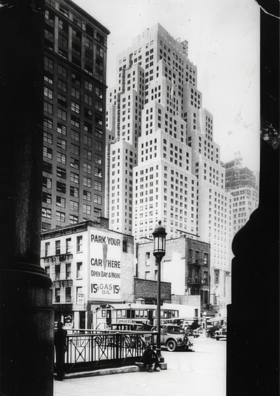 40-piętrowy budynek Standard Oil Company i urząd celny po prawej. Nowy Jork. około 1935 autorstwa Unbekannt