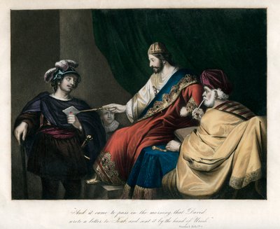 ...Dawid napisał list do Joaba i wysłał go ręką Uriasza, ok. 1850 r. autorstwa Unbekannt