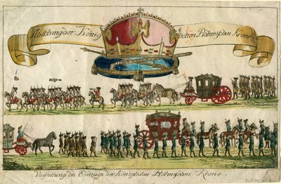 Wizerunek Królewskiej Korony Czeskiej: Przedstawienie wpisu Królewskiej Korony Czeskiej, 1743 r. autorstwa Unbekannt