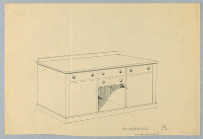 Projekt dla kredensu A z mahoniu, 1900-05 autorstwa Unbekannt