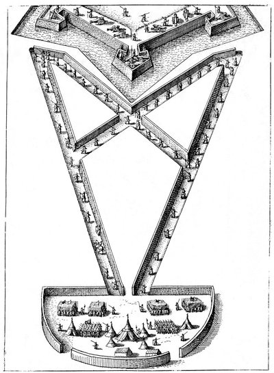 Projekt obozowiska na zewnątrz oblężonej twierdzy, 1617-1619 autorstwa Unbekannt