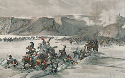 Zagłada wycofujących się Rosjan nad jeziorem Satschan, 1805, 1896 autorstwa Unbekannt
