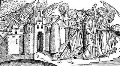 Zniszczenie Sodomy i Gomory przez trzęsienie ziemi, 1493 autorstwa Unbekannt
