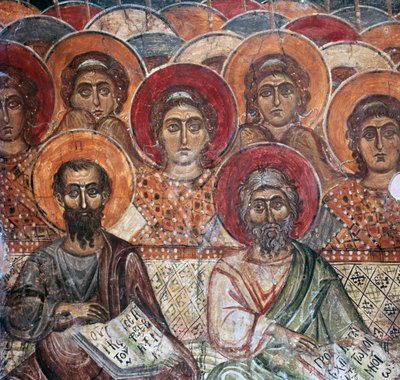 Fragment fresku Świętych w raju, XIII wiek autorstwa Unbekannt