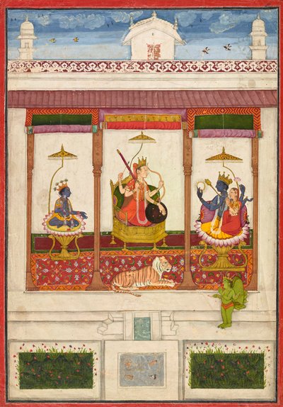 Devi z Kryszną i Wisznu w pałacu, ca. 1645-1655. autorstwa Unbekannt