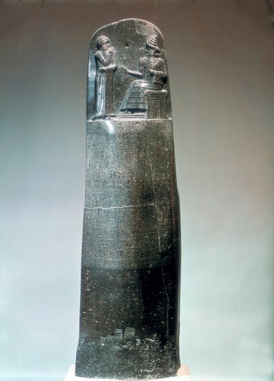 Stela diorytowa z inskrypcją praw Hammurabiego, XVIII w. p.n.e. autorstwa Unbekannt
