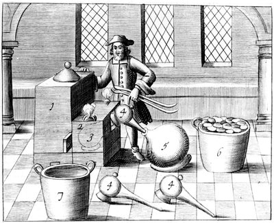 Destylacja kwasu azotowego, 1683 autorstwa Unbekannt